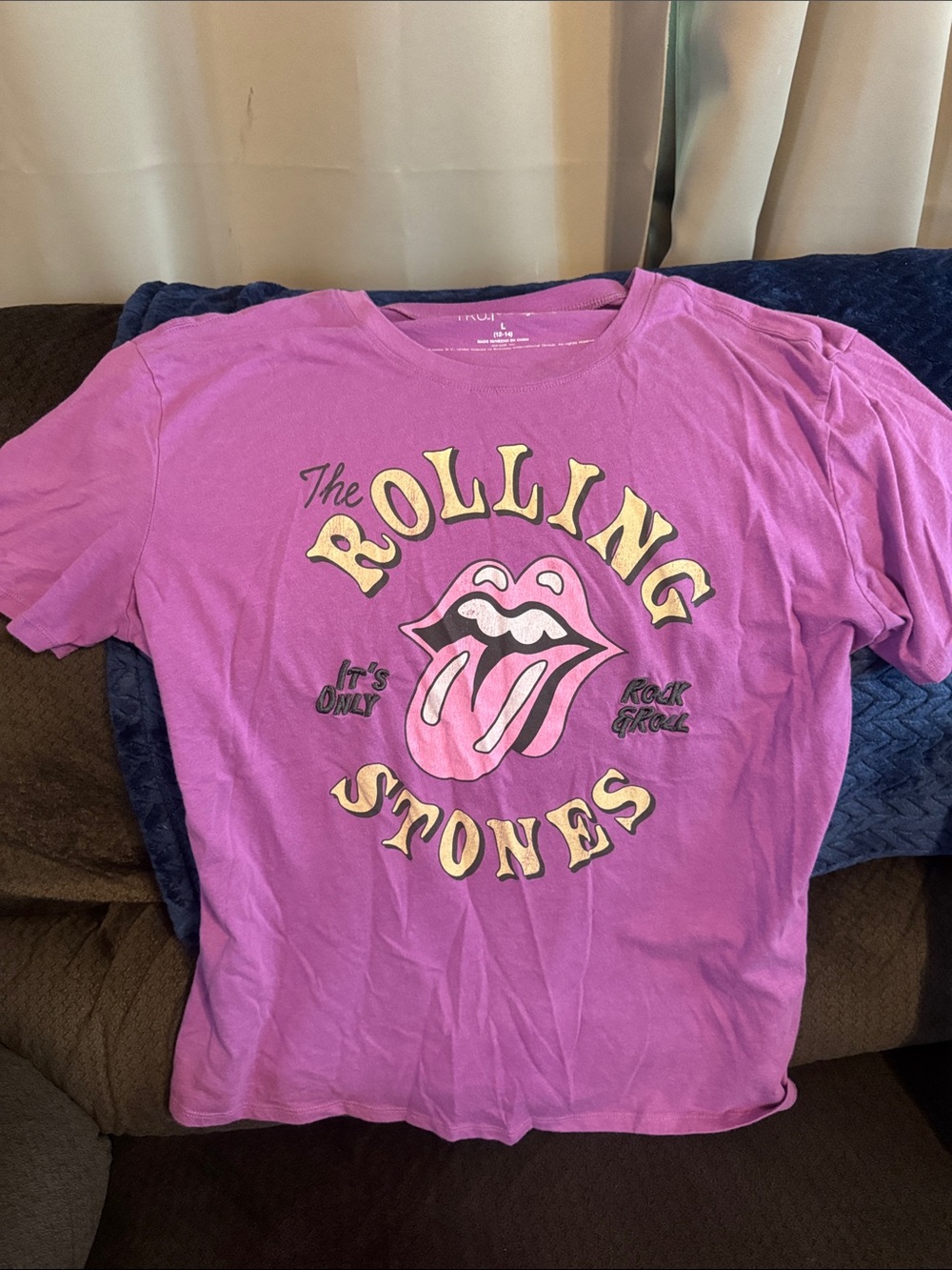The Rolling Stones Tee - Purple with Pink & Yellow Graphic
